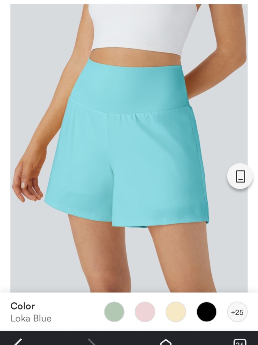 HALARA Aqua Blue High-Waist Athletic Shorts in small tall